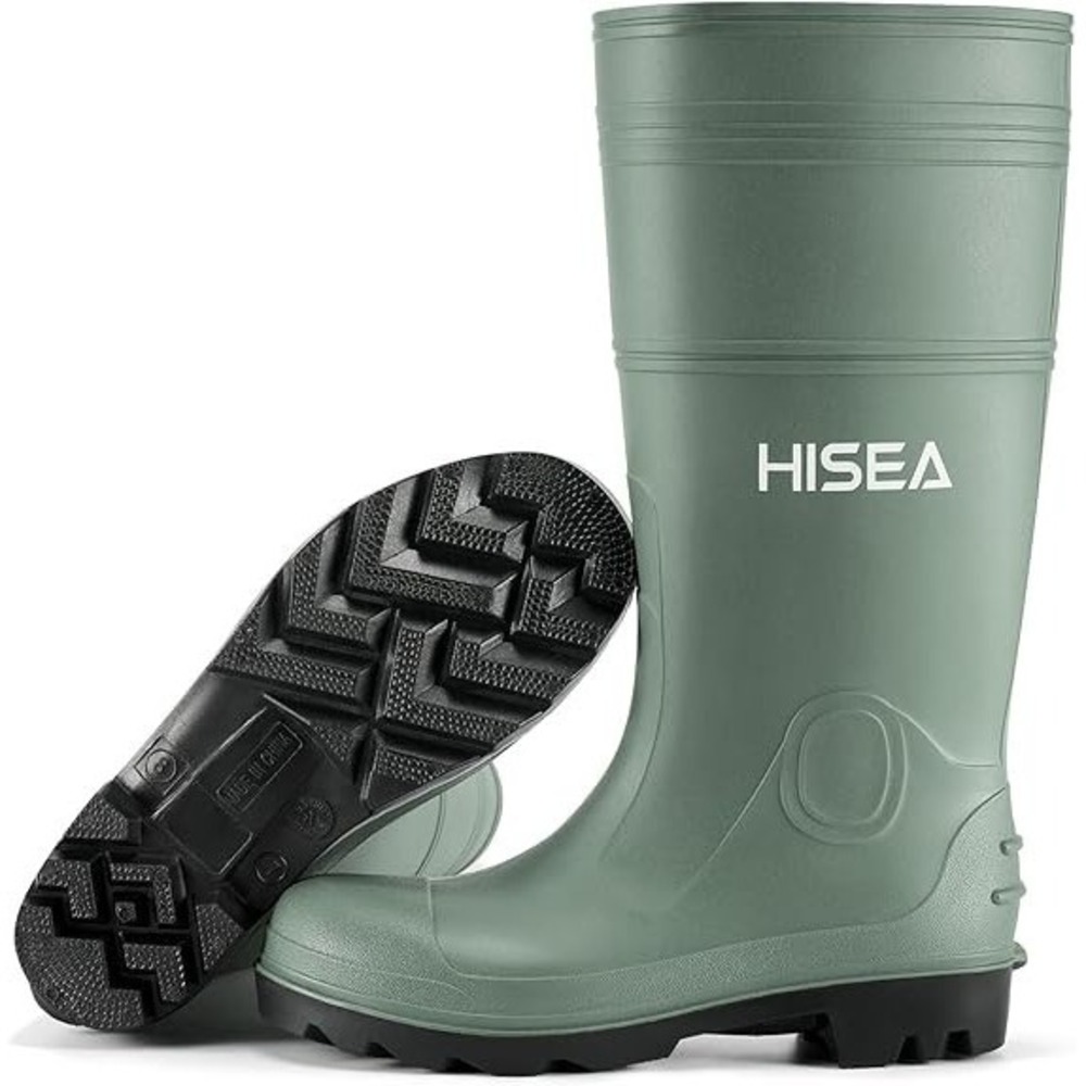 HISEA Men Rain Boots w/Steel Shank Waterproof Corrosion-Resistant Mud Work Size8